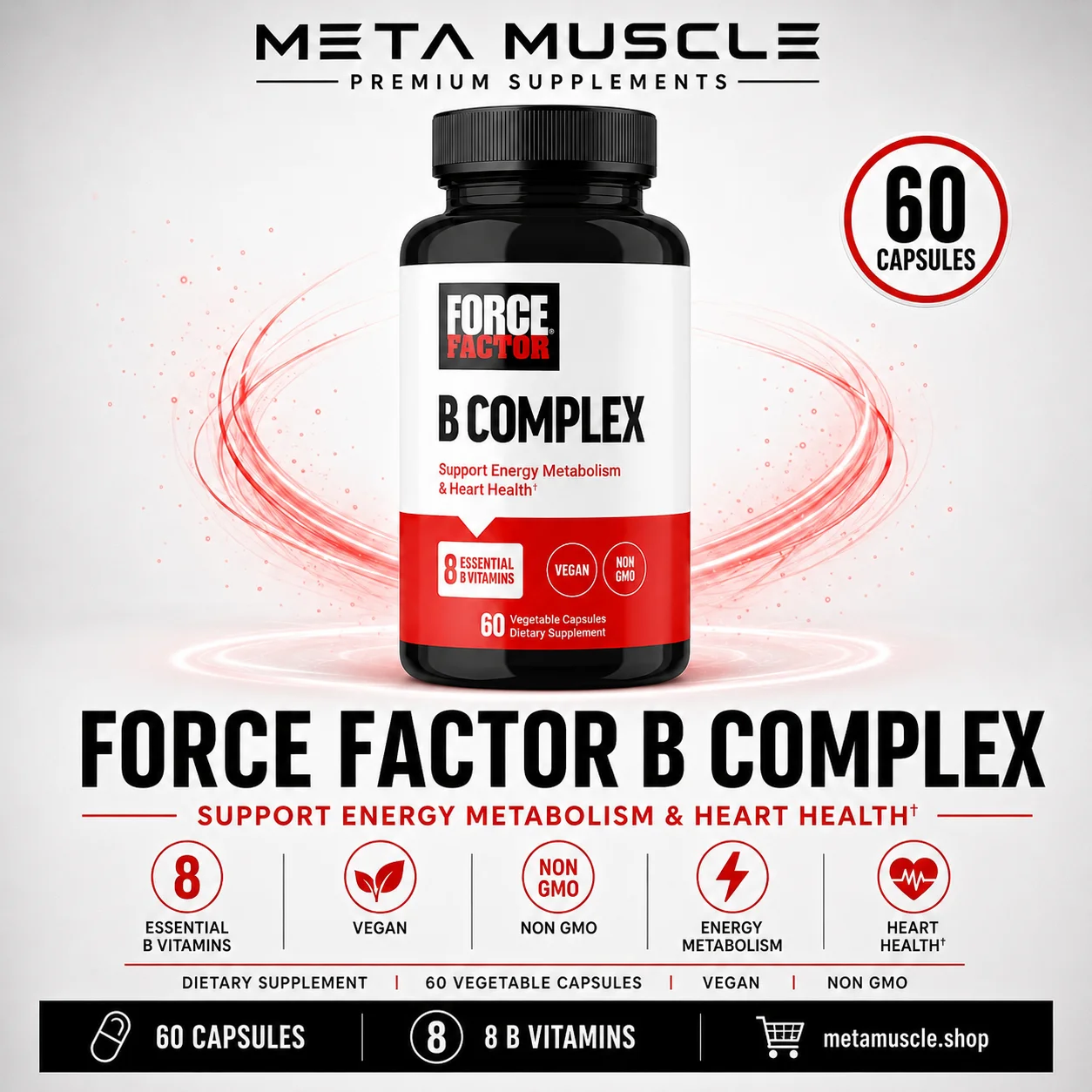 Force Factor Vitamin B Complex - 60 Vegetable Capsules