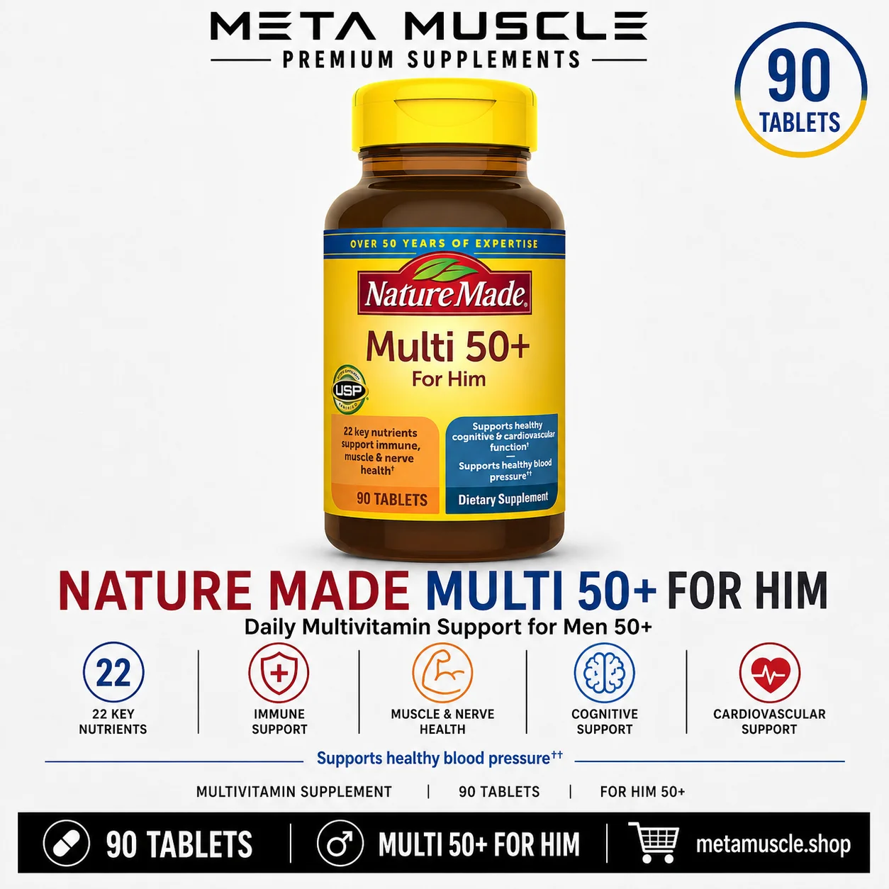 Nature Made Multivitamin for Men Over 50 - 90 Tablets